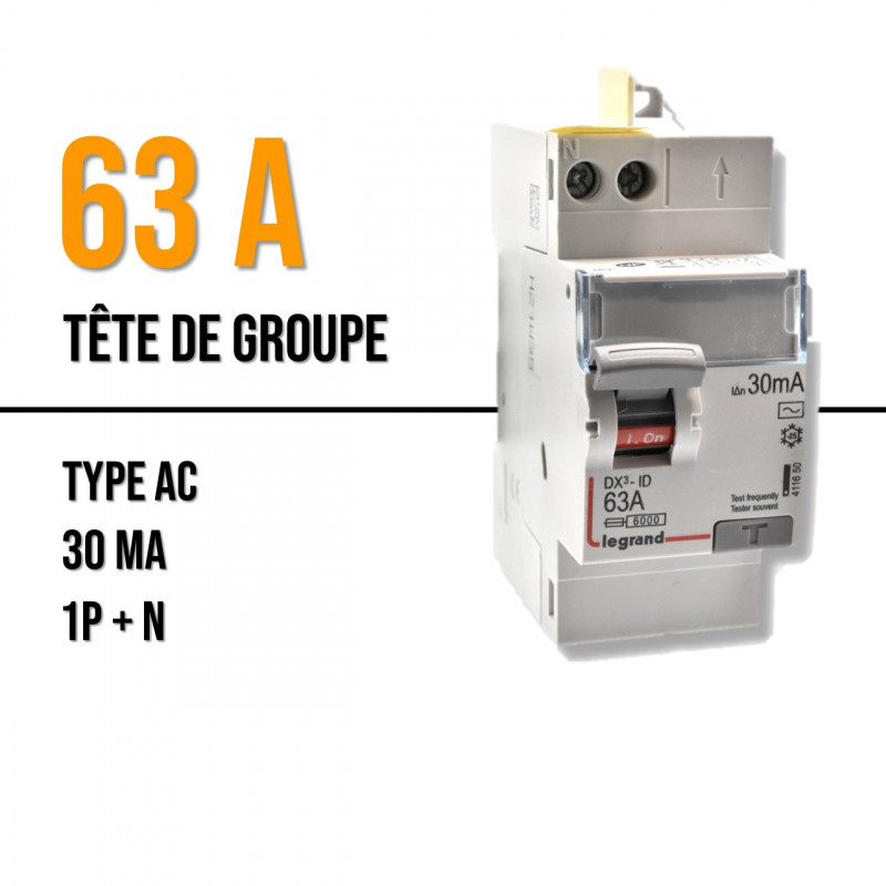 ID 63A Type AC 30mA - Interrupteur différentiel DX³-ID - TDG - Vis