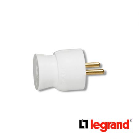 Fiche plastique 2P+T 16A à sortie droite - blanc - Legrand - 050415