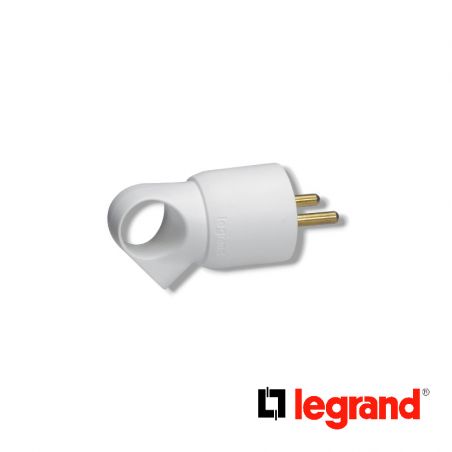 Fiche plastique 2P+T 16A à anneau - blanc - Legrand - 050420