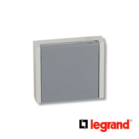 Prise de courant 3P+T 20A pour boite Ø67mm Plexo complet IP44 encastré - gris - Legrand - 055706