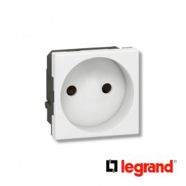 Prise de courant 2P Mosaic 2 modules avec connexion bornes automatiques - blanc - Legrand - 077110