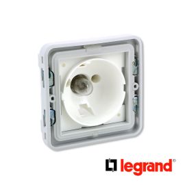 Socle avec voyant Plexo composable IP55 - gris et blanc - Legrand - 069583