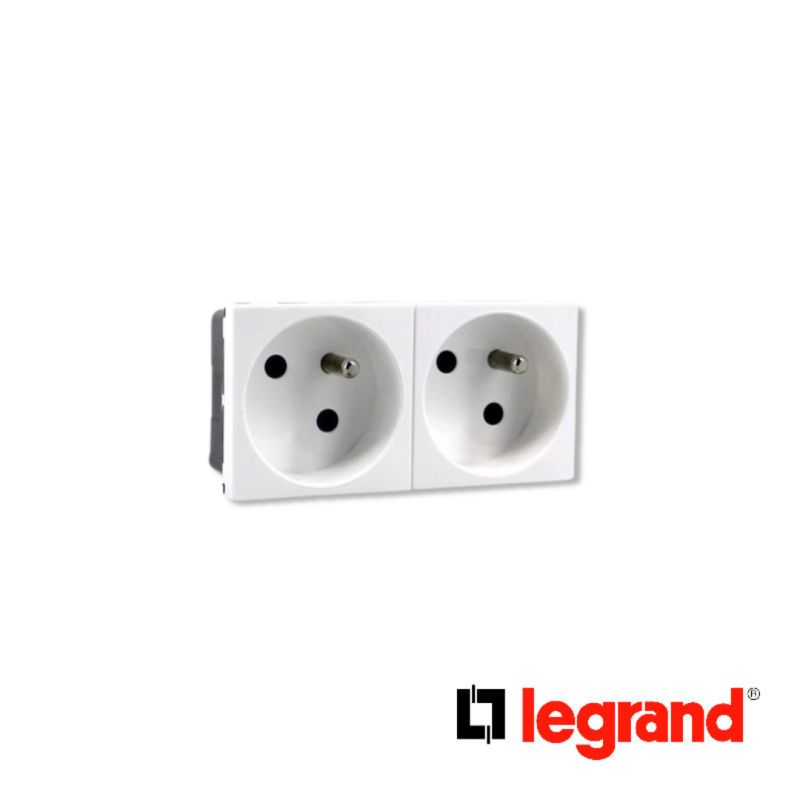 Prise de courant précâblée Mosaic - 2x2P+T à 45° - 4 modules - blanc - Legrand - 077142