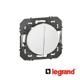 Double interrupteur ou va-et-vient dooxie 10AX 250V~ finition blanc - Legrand - 600002