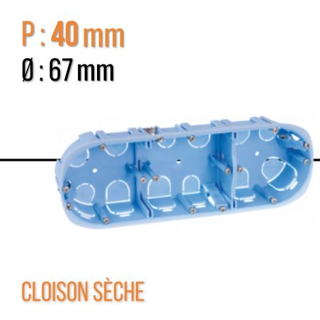 Boite d'encastrement triple d67 p40 entraxe 71- Horizontale ou Verticale - Eur Ohm - 52046