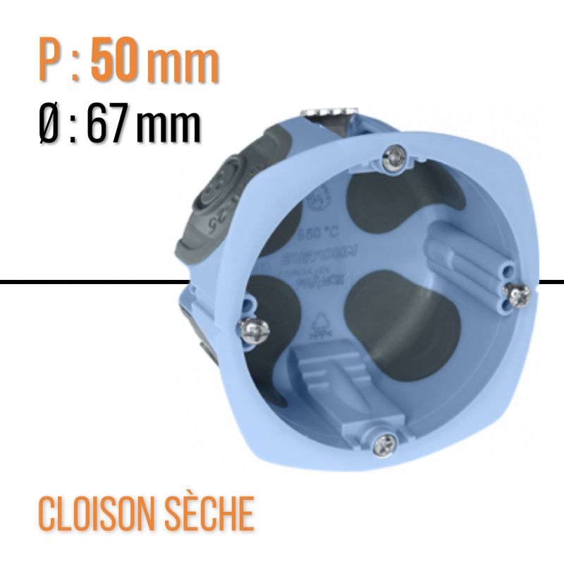 Boite d'encastrement placo AIR'metic  d67 p50 - Eur Ohm - 52063