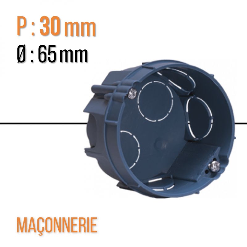 Boite d'encastrement à sceller d65 p30 (griffe ou vis) - Eur Ohm - 52100