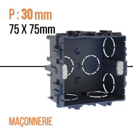 Boite d'encastrement à sceller 75x75 p30 (griffe ou vis) - Eur Ohm - 52104