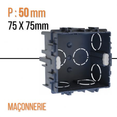 Boite d'encastrement à sceller 75x75 p50 (griffe ou vis)- Eur Ohm - 52111