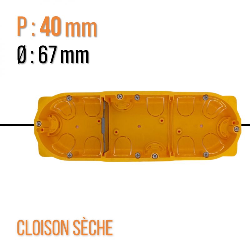 Boîte 3 postes ou 6 à 8 modules Batibox pour cloisons sèches - profondeur 40mm - Legrand - 080043