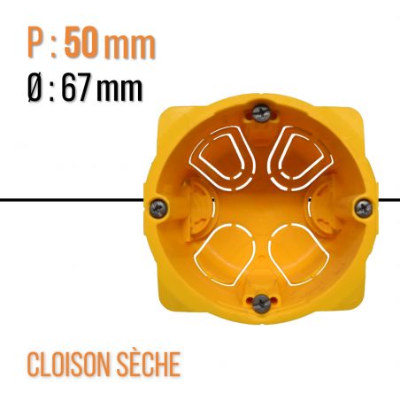 Boîte monoposte Batibox pour cloisons sèches diamètre 67mm - profondeur 50mm - Legrand - 080051