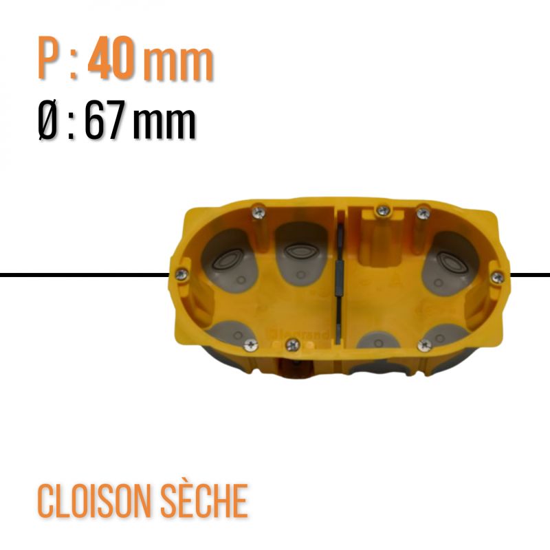 Boîte multipostes Ecobatibox 2 postes 4 à 5 modules - profondeur 40mm - Legrand - 080022