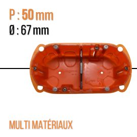 Boîte multimatériaux Batibox - 2 postes - 4/5 mod - vert/horiz - prof. 50 - Legrand - 080122