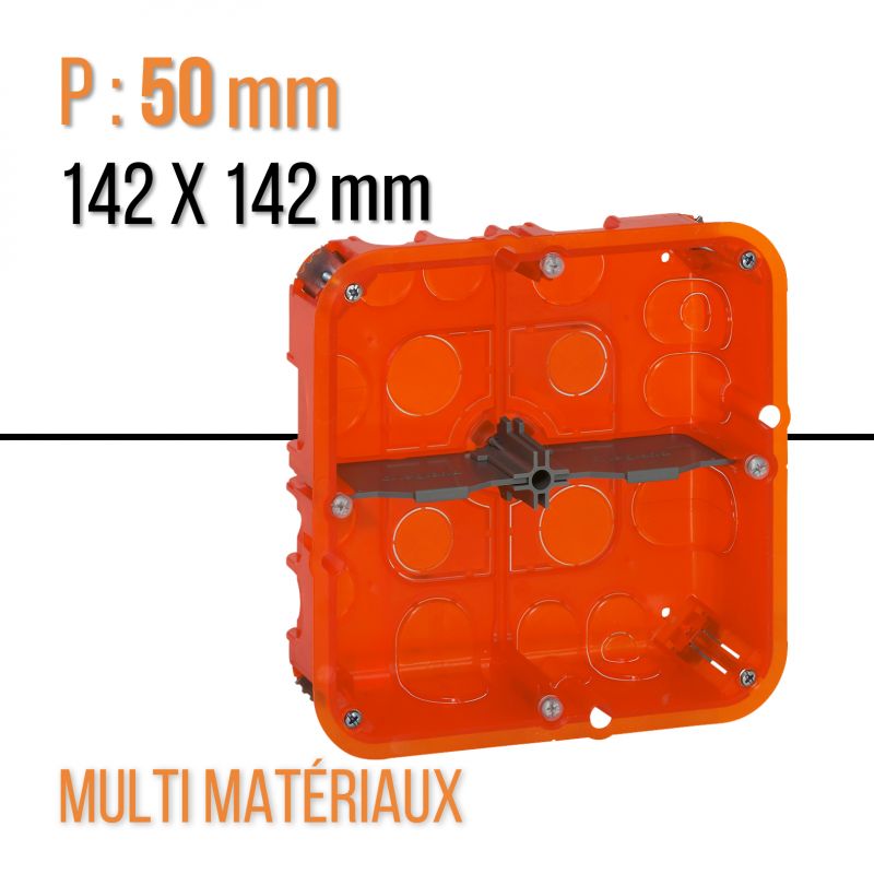 Boîte multimatériaux Batibox 2x2 postes ou 2x4 à 5 modules - profondeur 50mm - Legrand - 080124