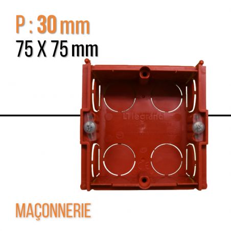 Boîte monoposte Batibox maçonnerie carrée associable - profondeur 30mm - Legrand - 080131