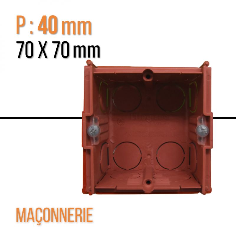 Boîte monoposte Batibox maçonnerie carrée 1 poste associable - profondeur 40mm - Legrand - 080141