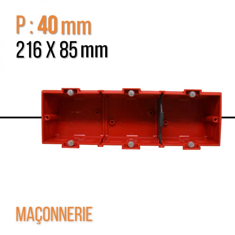 Boîte multiposte Batibox maçonnerie 3 postes ou 6 à 8 modules - profondeur 40mm - Legrand - 080143