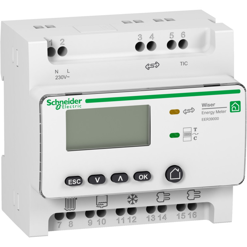 Wiser Energy - compteur des usages électriques RT2012 - avec 5 TC fermés  80A - Schneider - EER39000